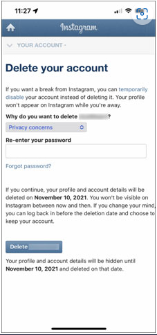 How to delete your social media accounts Instagram deletemyinfo