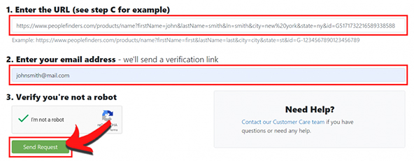 Delete My Info - PeopleFinders removal form