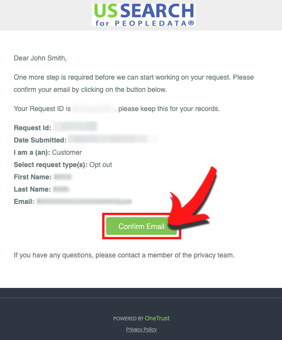Delete My Info - Remove Information - Confirm email