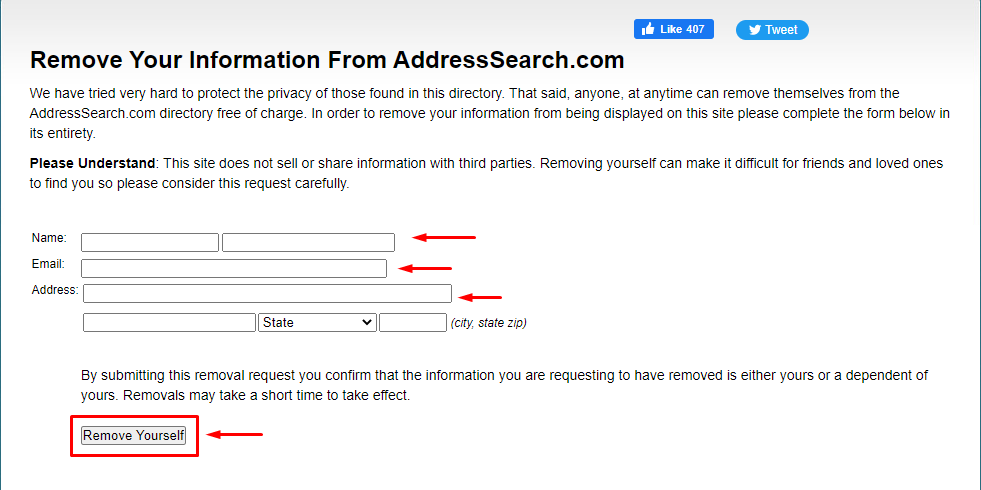 Remove Information From AddressSearch.com - DeleteMyInfo